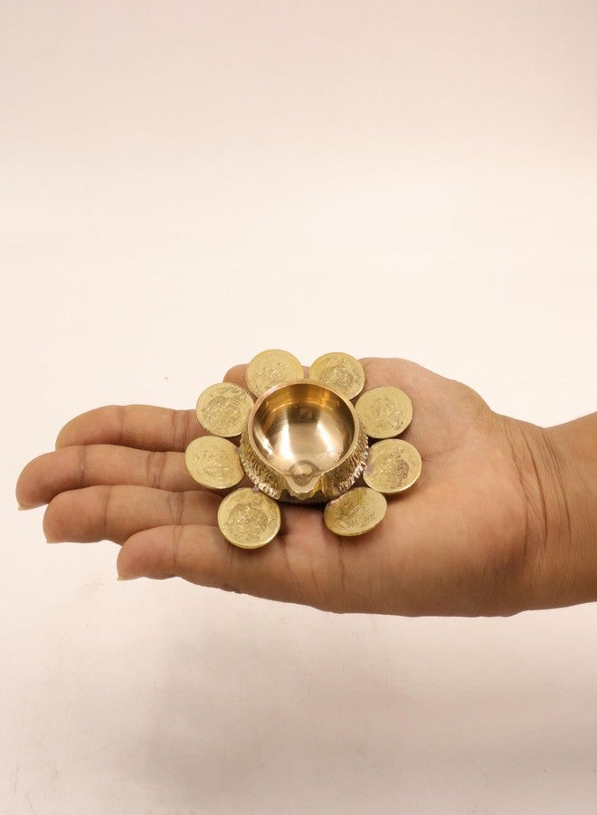 Spillbox Tradition Kuber Coin Diya|Kubera Vilakku|Depam|مصباح لاكشمي النحاسي|مصباح فاستو|مصباح Ashta Lakshmi Kubera|ديبام لمتجر Pooja Home Temple Shop [الوزن: 50 جم] - Kuber 8 Coin Diya - Image 4